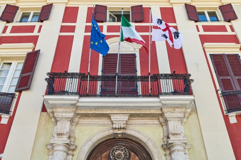 Italy, Sardinia, Cagliari, Palazzo square, the facade of the Regio palace.