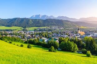 Photo of panoramic aerial view of Schladming and Dachstein, Austria.