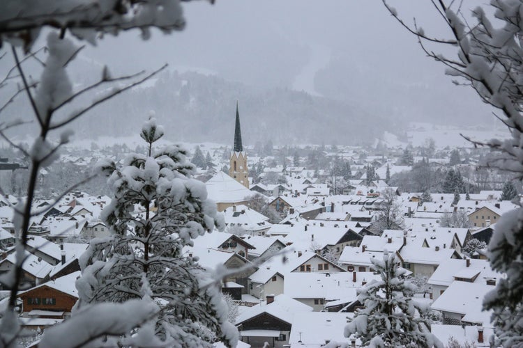 Photo of beautiful town of Garmisch-Partenkirchen in Winter.