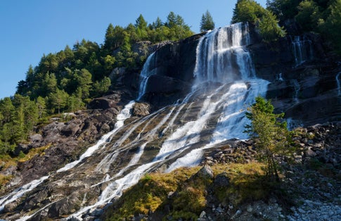 Photo of beautiful Latefossen Waterfall, Odda ,Norway.
