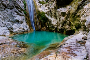 Photo of Nidri town in Lefkada Island Greece, the second biggest city and tourist destination on the island.