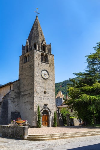 photo of view of Historic reformed church of St. Aurice in city of Aigle, Switzerland.