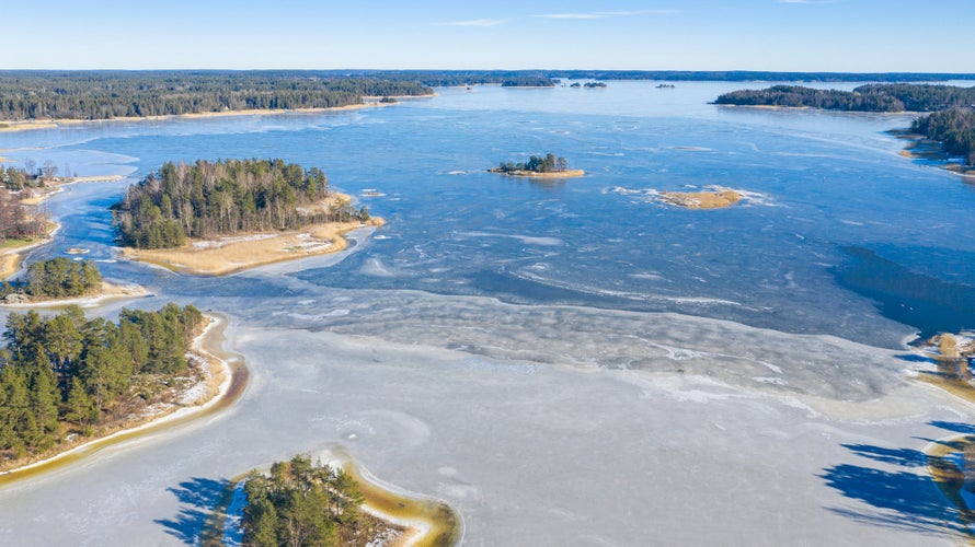 View to the frozen sea and islands, Sarkisalo, Salo, Finland