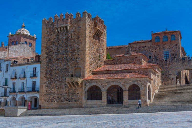 photo of view of Cáceres Spain - 09 12 2021: Amazing panoramic view at the Plaza Mayor in Cáceres, Spain.