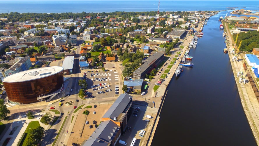 photo of view ofLiepaja, Latvia - Concert hall Great Amber (LIELAIS DZINTARS) is a regional centre of culture, home to the Liepaja Symphony Orchestra, Liepaja Music, Art and Design. City center, trade channel.