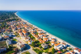 Photo of aerial View of the Coastline and Beach of Leptokarya, Greece.