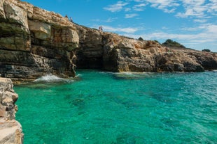 Photo of aerial view of beach Centinera in Banjole, Croatia.