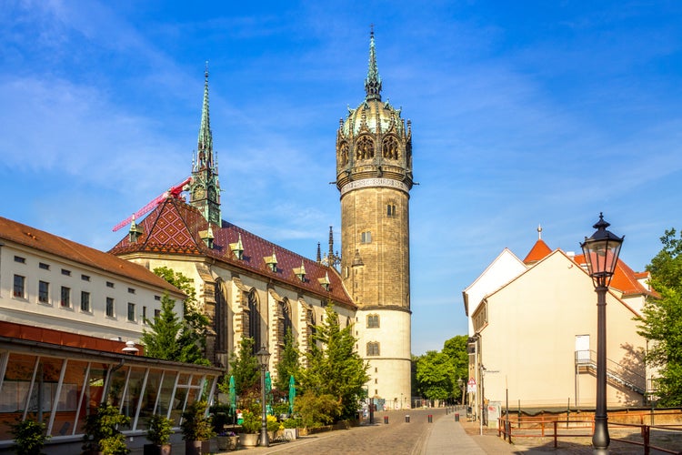 Photo of famous old town with historic buildings in Wittenberg ,Germany.