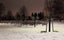 Photo of Hollihaka Park Oulu outdoor gym in winter at night, Finland.