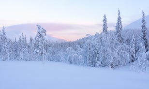 photo of an aerial view Levi Ski Resort in the Kittila, commune in the western part of Lappei province, Sirkka, Finland.