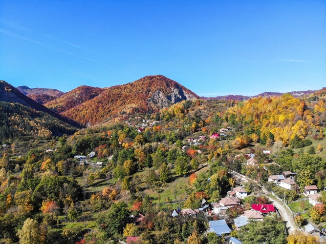 Aerial image of Lopătari village in Buzău county, Romania