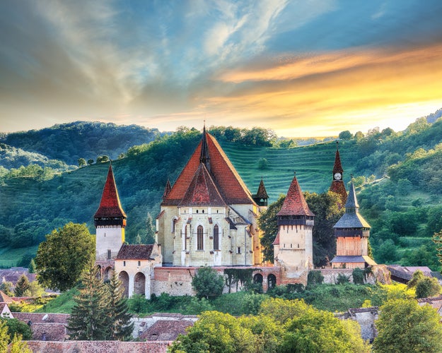 medieval architecture of Biertan fortified Saxon church in Romania protected by Unesco World Heritage Site..jpg