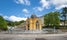 Photo of main colonnade with singing fountain main attraction of Marianske Lazne (Marienbad), Czech Republic.