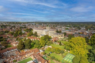 Photo of aerial view of the city Bournemouth and it's Pier, England.