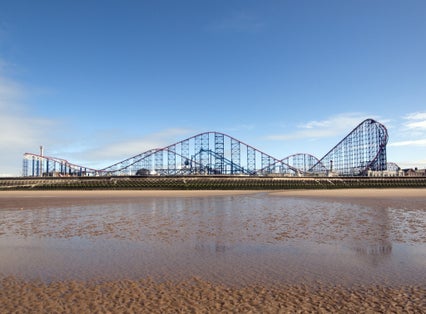 Photo of Big Dipper is a wooden out and back roller coaster at Blackpool Pleasure Beach, Blackpool, England.