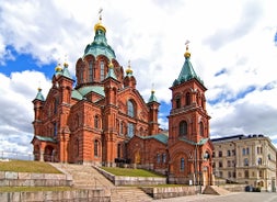 Helsinki cityscape with Helsinki Cathedral and port, Finland