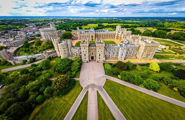 Photo of aerial view of Windsor castle, a royal residence at Windsor in the English country.