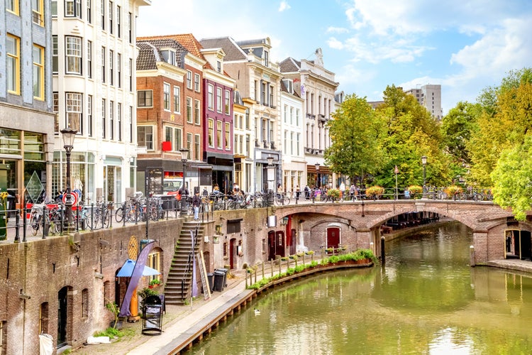 photo of view of  Jans Jansbrug, Old city of Utrecht, Netherlands.