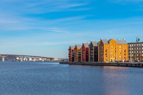 photo of view of Sundsvallsbron bridge over a bay at the Bothnian sea near Sundsvall, Sweden.