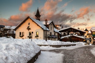 photo of view from above on Mountain Village of Megeve, French Alps.