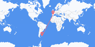 Flights from Falkland Islands (Islas Malvinas) to Spain