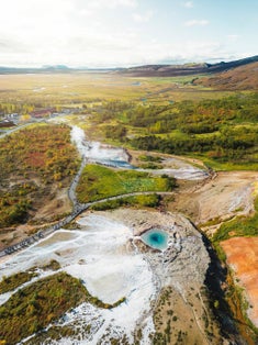photo of aerial view of the strokkur iceland. 