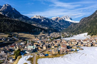 photo of Glimpses of the mountain village of San Giovanni di Fassa, Vigo di Fassa, Val di Fassa, Trento, Trentino Alto Adige, Italy.