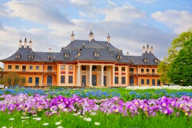 Photo of scenic summer view of the Old Town architecture with Elbe river embankment in Dresden, Saxony, Germany.