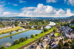 Photo of aerial view of the city ,Rheinturm and Media Harbour district in Dusseldorf city in Germany.