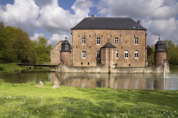 photo of view of Castle Erenstein from the 14th century in Kerkrade, Province of Limburg, The Netherlands.