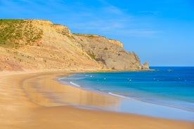 Photo of panoramic aerial view of Praia da Luz in municipality of Luz in Algarve, Portugal.