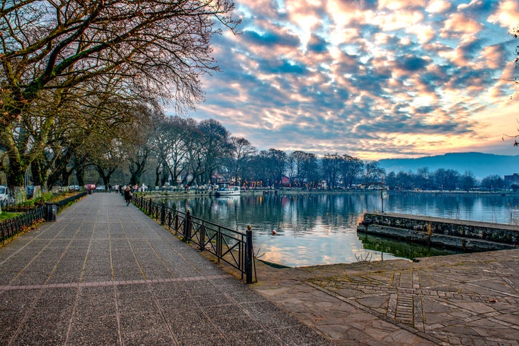 Photo of the lake Pamvotis. Ioannina city, Greece.