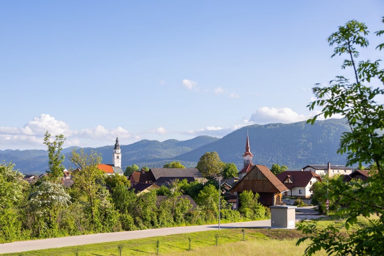 Photo of view of the steeples in cerknica, slovenia.