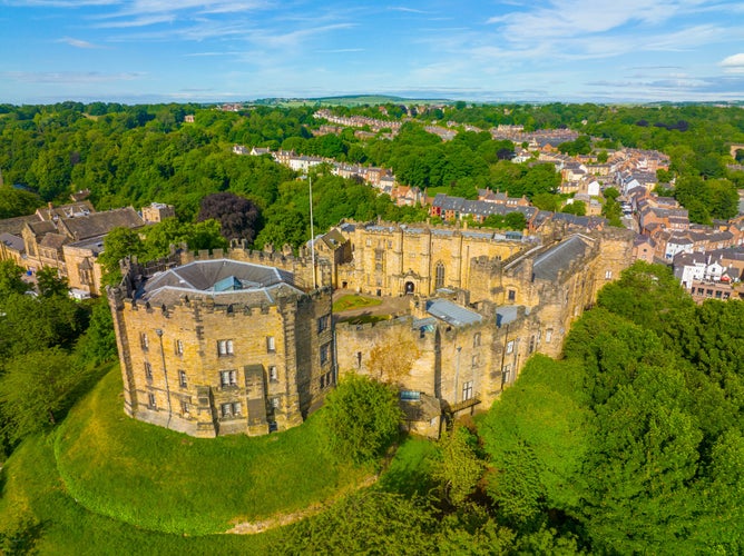 photo of view of Durham Castle is a Norman style castle in the historic city center of Durham, England, UK. The Durham Castle and Cathedral is a UNESCO World Heritage Site since 1986.