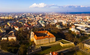 Photo of Lancut castle in Poland, built in the first half of 17th century with Italian garden and park.