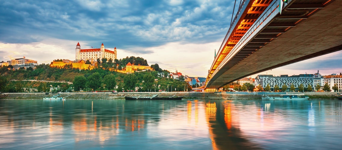 Bratislava castle over Danube river in Bratislava old town, Slovakia.