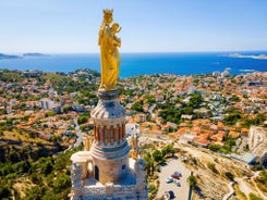 Saint Jean Castle and Cathedral de la Major and the Vieux port in Marseille, France.