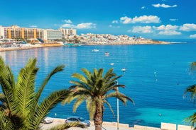 Photo of beautiful aerial view of the Spinola Bay, St. Julians and Sliema town on Malta.