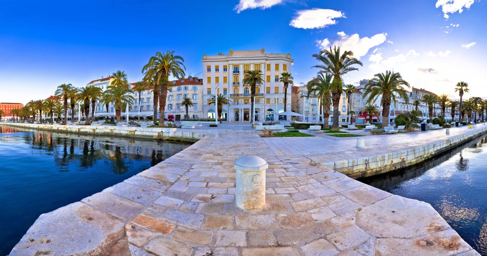 Photo of Split waterfront panoramic view from pier, Dalmatia, Croatia.