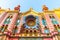 Photo of detail of the colorful Moorish facade of the Jubilee Synagogue, also known as the Jerusalem Synagogue because of its location on Jerusalem Street in Prague, Czech Republic.