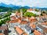 Photo of aerial panoramic view of Hohes Schloss Fussen or Gothic High Castle of the Bishops and St. Mang Abbey monastery in Fussen, Germany.