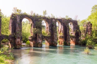 Photo of Heraion in Perachora with small beach, Loutraki, Greece.