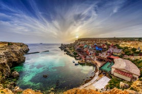 Photo of attractive view of Golden bay in village Manikata on a sunny day, north-west coast of Malta island.