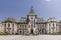 Photo of the facade of the Administrative Palace of Craiova (today Dolj Prefecture and County Council), an imposing historical monument located on the territory of Craiova, Romania.