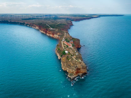 Photo of aerial view of Kaliakra Cape in Bulgaria at the Black Sea during spring.