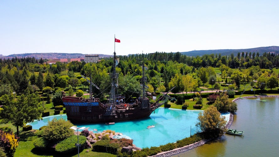 aerial view of the  ship in Sazova Park  in Eskisehir, Turkey .