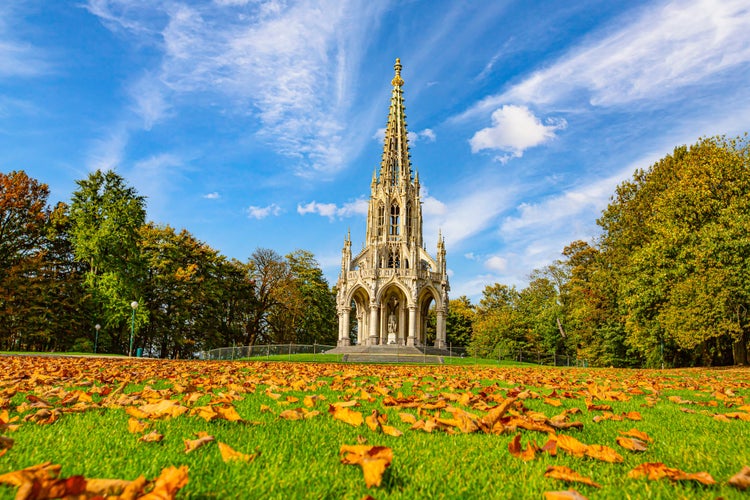 The monument of the King Leopold I in the neo-Gothic style in Laeken park in Brussels, Belgium, Europe