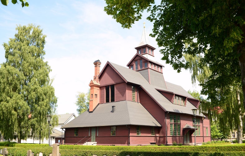 photo of Huskvarna Church is a wooden church in Huskvarna in Sweden.