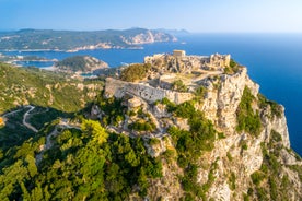 Photo of panoramic aerial view of Palaiokastritsa, Corfu, Greece.