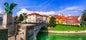 Travel and landmarks of Slovenia - beautiful Ljubljana with famous Dragon's bridge